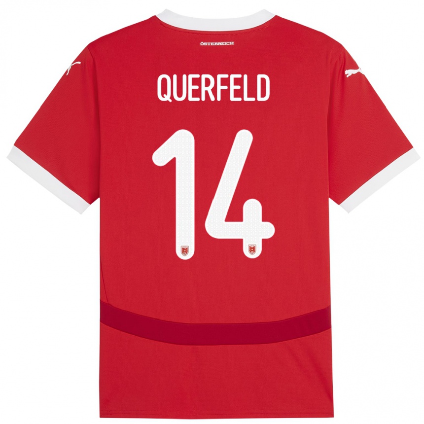 Niño Fútbol Camiseta Austria Leopold Querfeld #14 Rojo 1ª Equipación 24-26