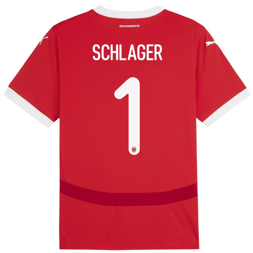 Niño Fútbol Camiseta Austria Alexander Schlager #1 Rojo 1ª Equipación 24-26