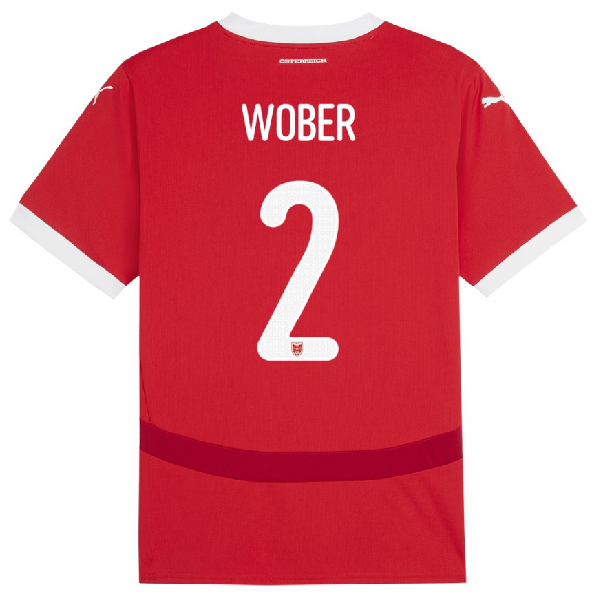 Niño Fútbol Camiseta Austria Maximilian Wöber #2 Rojo 1ª Equipación 24-26