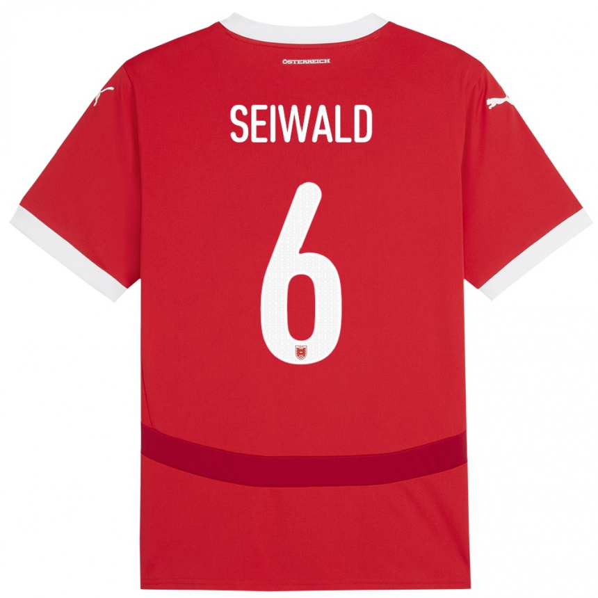 Niño Fútbol Camiseta Austria Nicolas Seiwald #6 Rojo 1ª Equipación 24-26