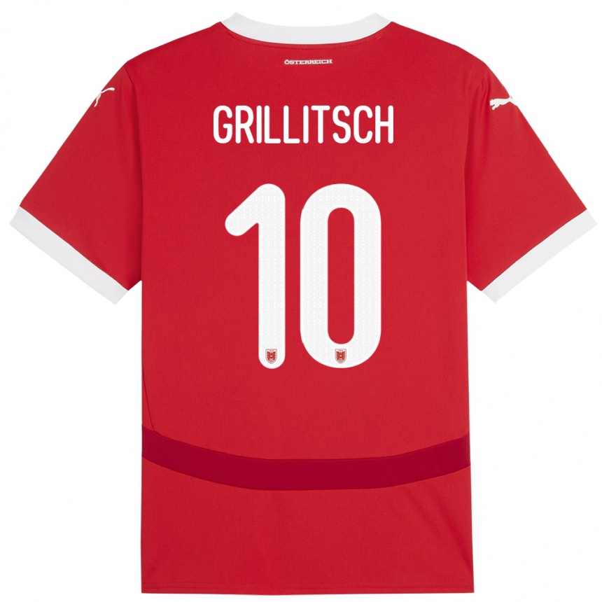 Niño Fútbol Camiseta Austria Florian Grillitsch #10 Rojo 1ª Equipación 24-26