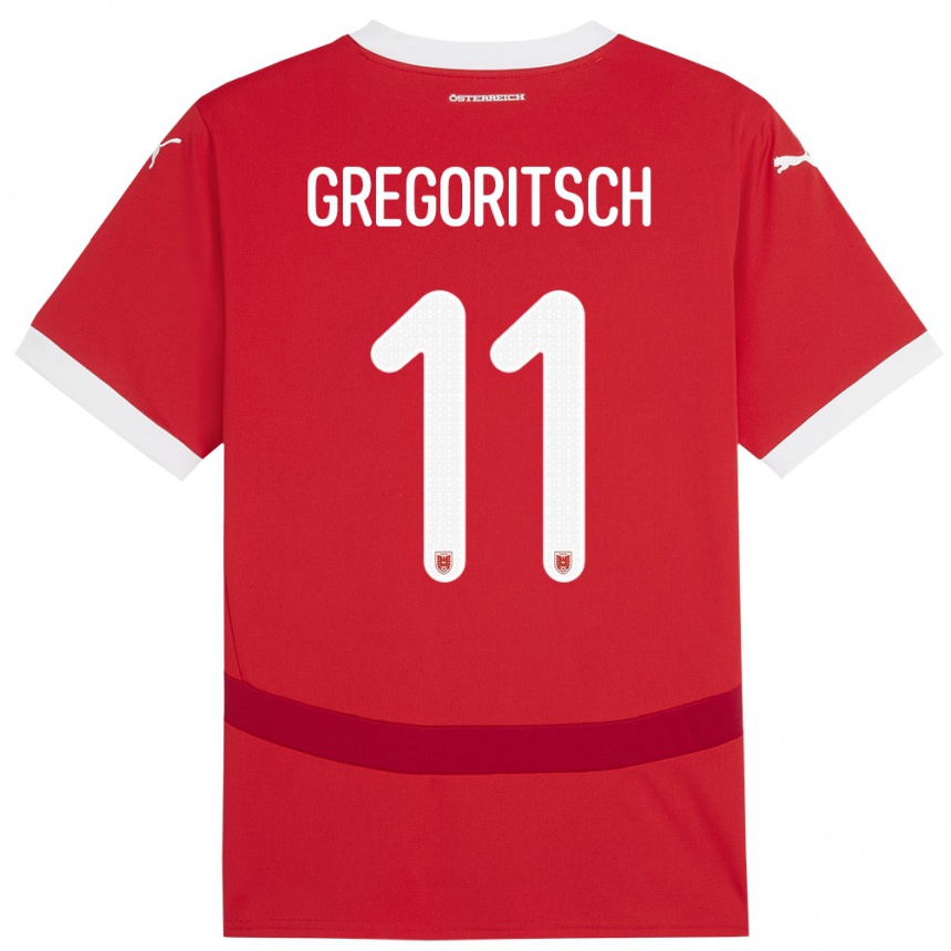 Niño Fútbol Camiseta Austria Michael Gregoritsch #11 Rojo 1ª Equipación 24-26