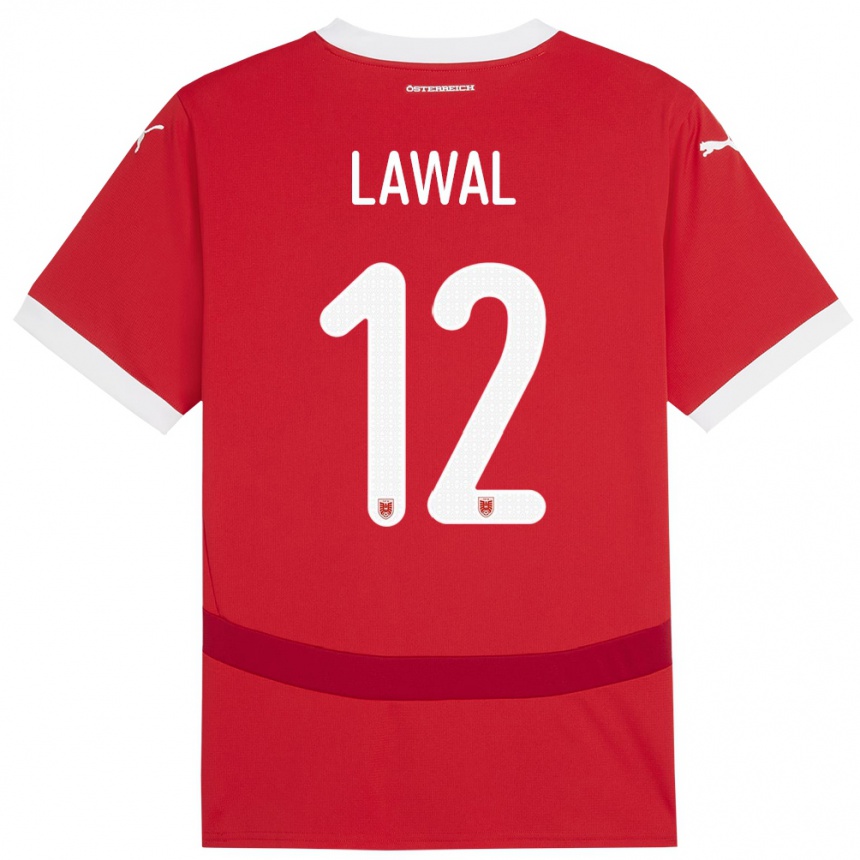 Niño Fútbol Camiseta Austria Tobias Lawal #12 Rojo 1ª Equipación 24-26