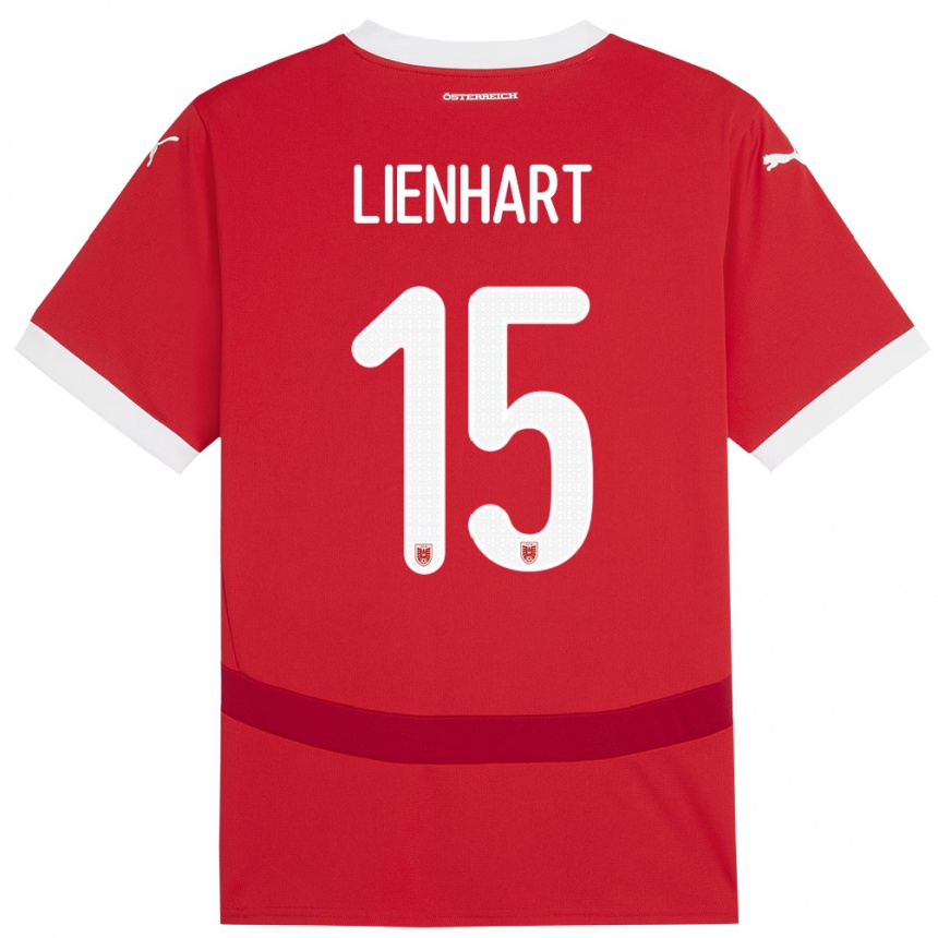 Niño Fútbol Camiseta Austria Philipp Lienhart #15 Rojo 1ª Equipación 24-26