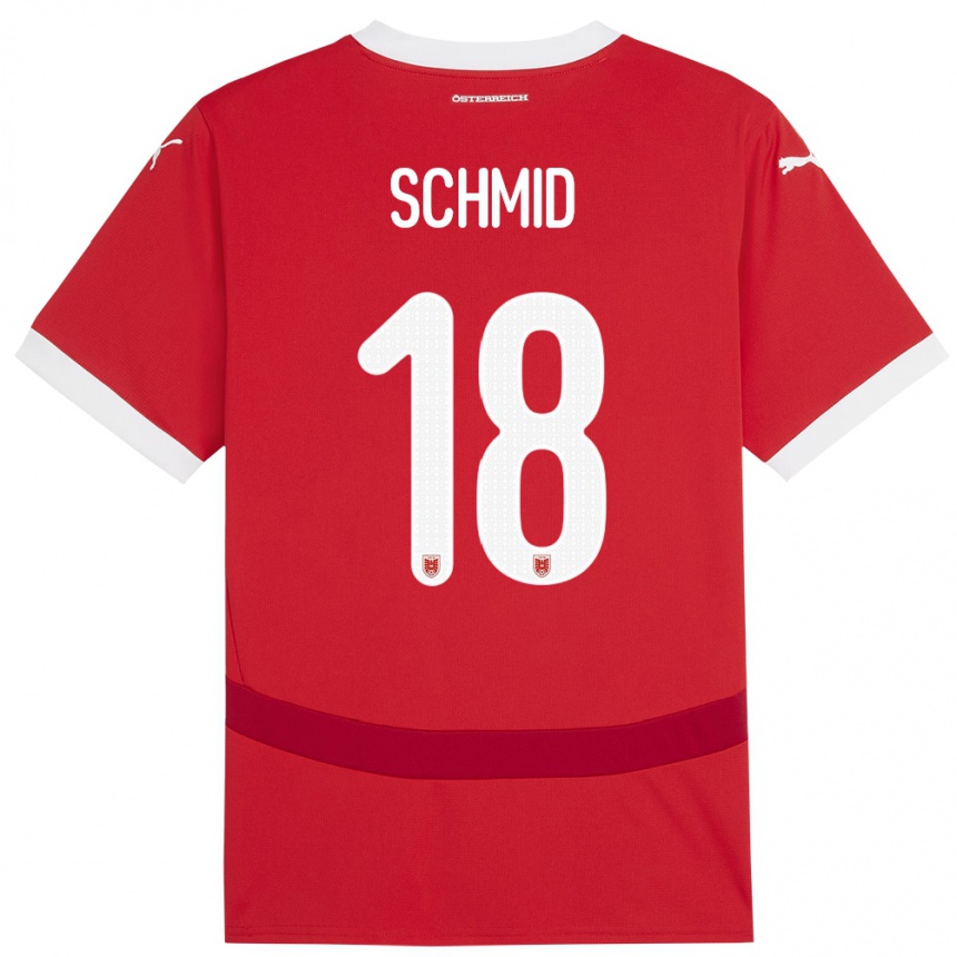 Niño Fútbol Camiseta Austria Romano Schmid #18 Rojo 1ª Equipación 24-26