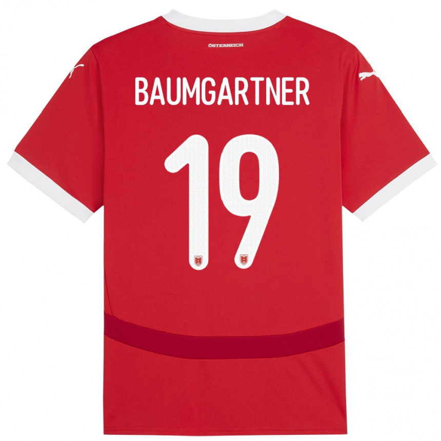 Niño Fútbol Camiseta Austria Christoph Baumgartner #19 Rojo 1ª Equipación 24-26