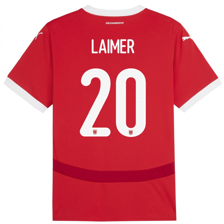 Niño Fútbol Camiseta Austria Konrad Laimer #20 Rojo 1ª Equipación 24-26