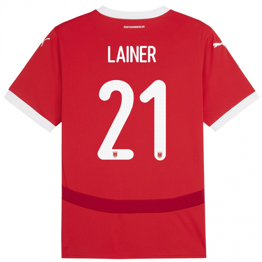 Niño Fútbol Camiseta Austria Stefan Lainer #21 Rojo 1ª Equipación 24-26