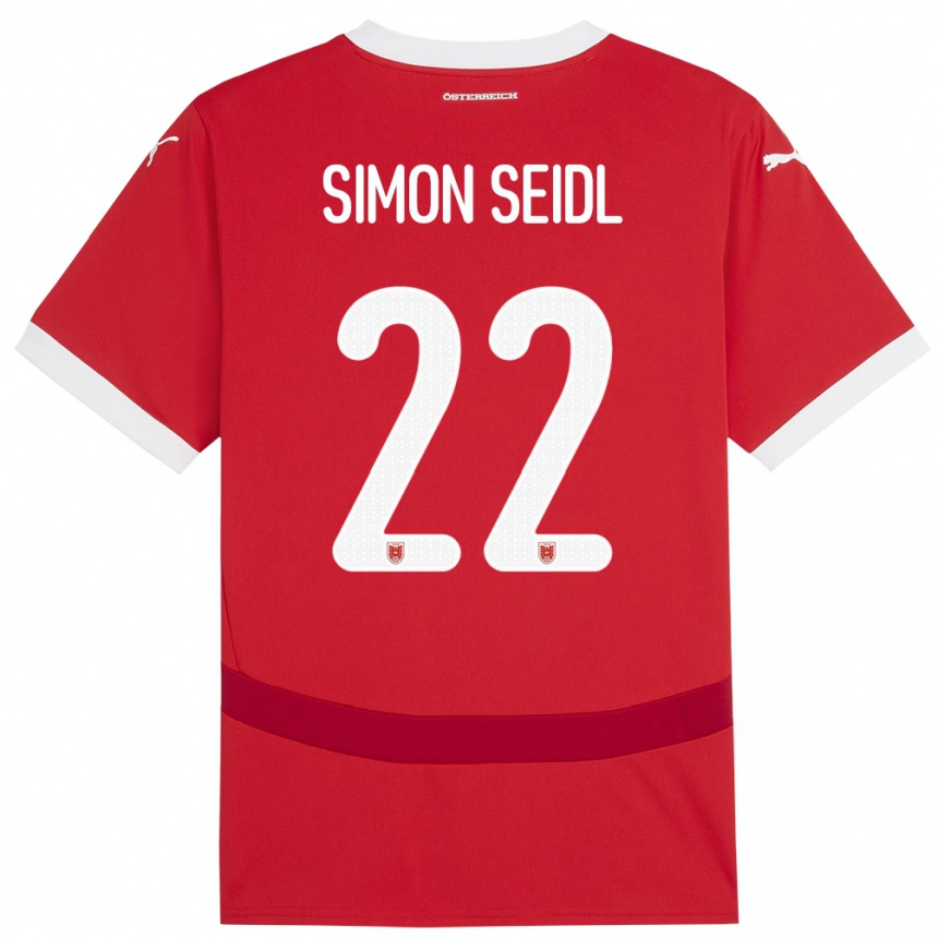 Niño Fútbol Camiseta Austria Simon Seidl #22 Rojo 1ª Equipación 24-26