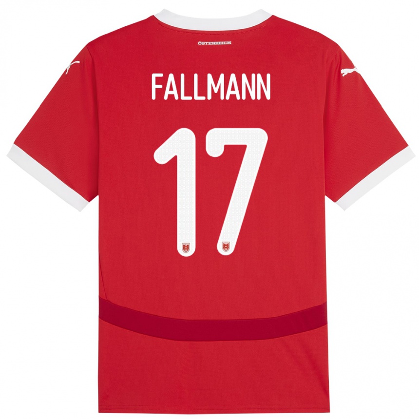 Niño Fútbol Camiseta Austria Pascal Fallmann #17 Rojo 1ª Equipación 24-26