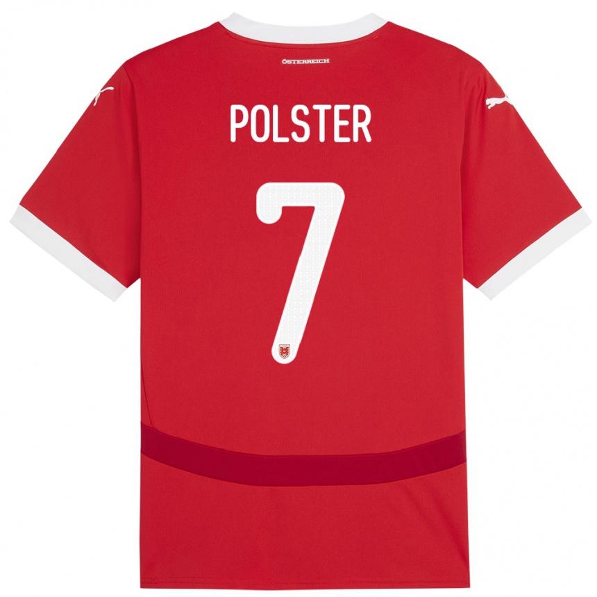 Niño Fútbol Camiseta Austria Manuel Polster #7 Rojo 1ª Equipación 24-26