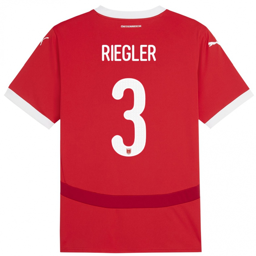 Niño Fútbol Camiseta Austria David Riegler #3 Rojo 1ª Equipación 24-26