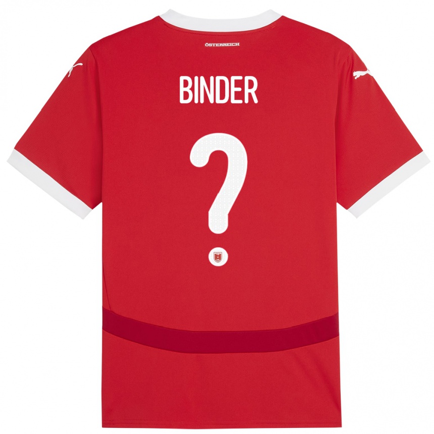 Niño Fútbol Camiseta Austria Nicolas Binder #0 Rojo 1ª Equipación 24-26