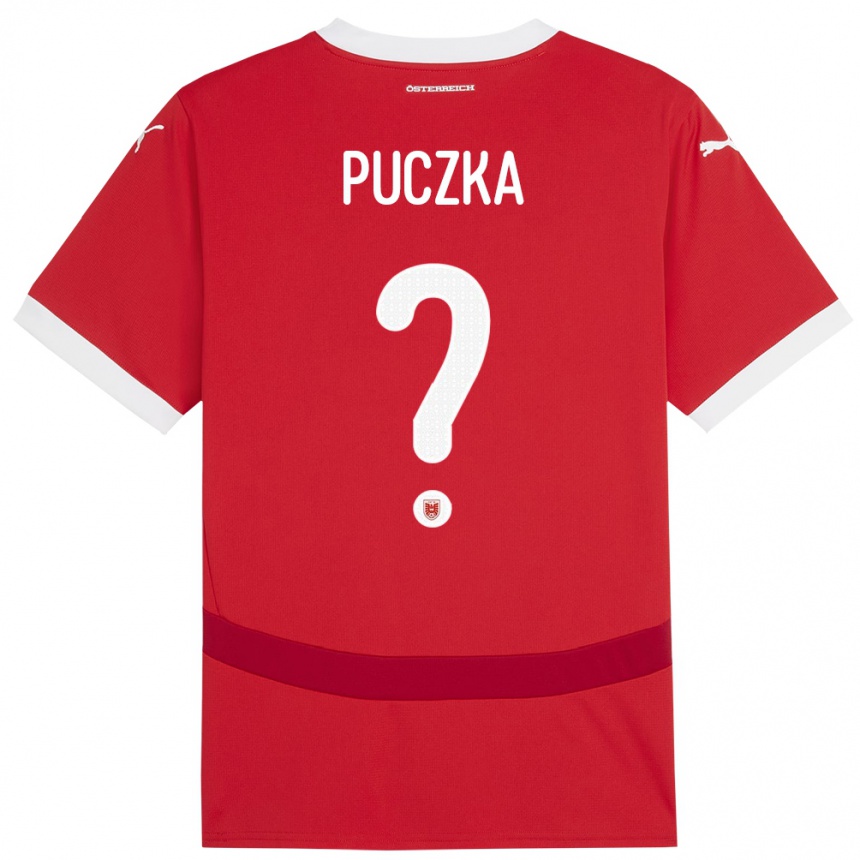 Niño Fútbol Camiseta Austria David Puczka #0 Rojo 1ª Equipación 24-26
