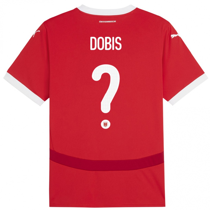 Niño Fútbol Camiseta Austria Dominik Dobis #0 Rojo 1ª Equipación 24-26