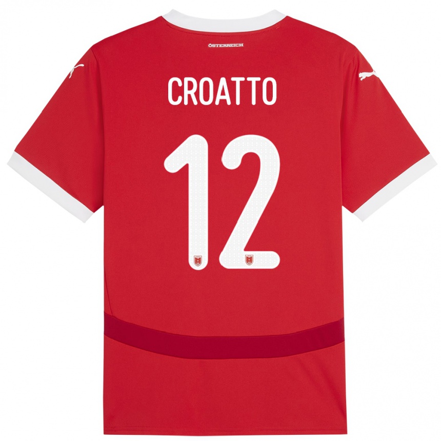 Niño Fútbol Camiseta Austria Michela Croatto #12 Rojo 1ª Equipación 24-26