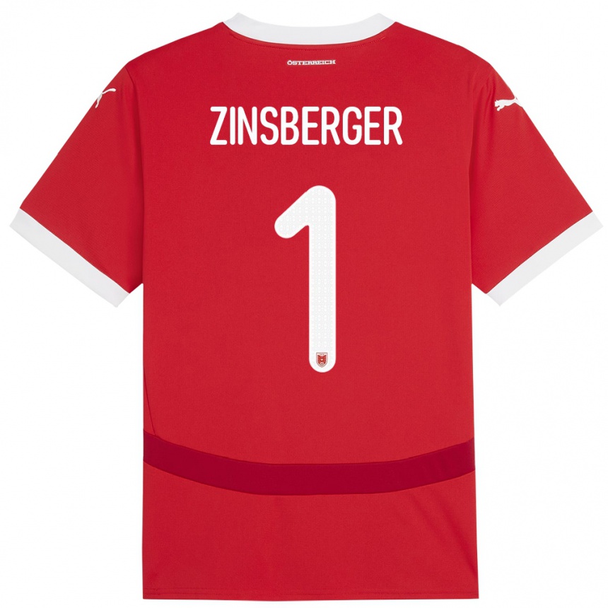 Niño Fútbol Camiseta Austria Manuela Zinsberger #1 Rojo 1ª Equipación 24-26