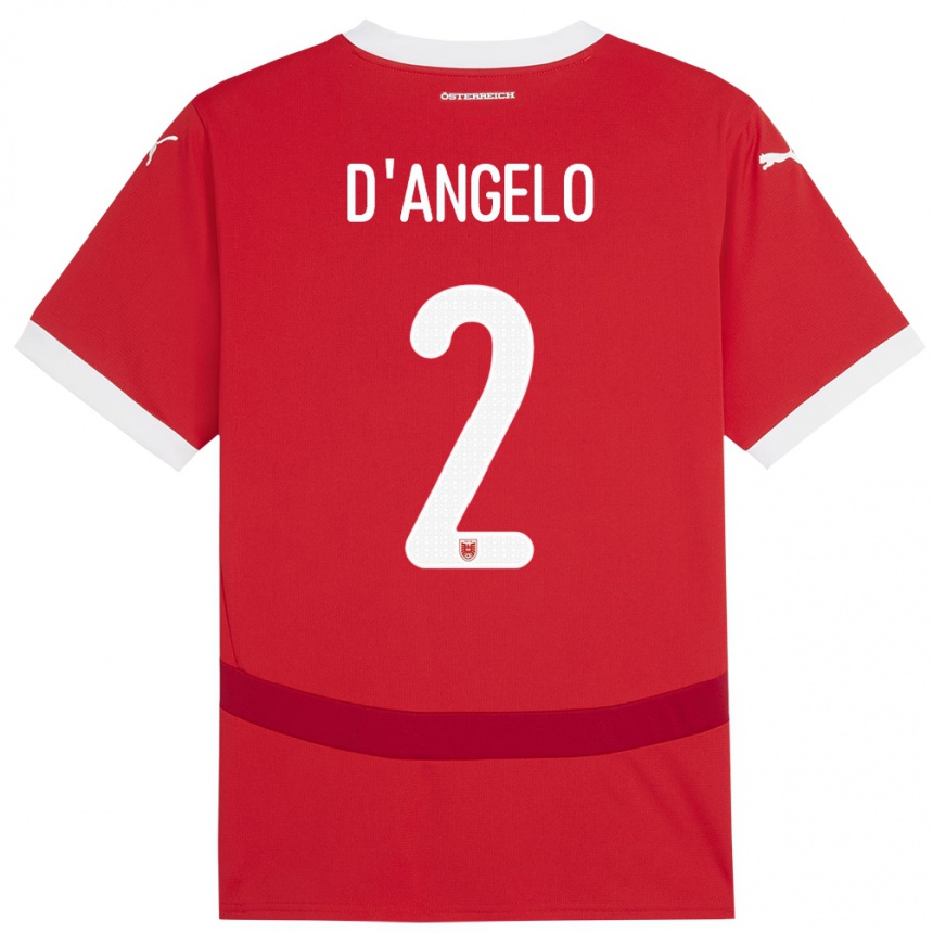 Niño Fútbol Camiseta Austria Chiara D’angelo #2 Rojo 1ª Equipación 24-26