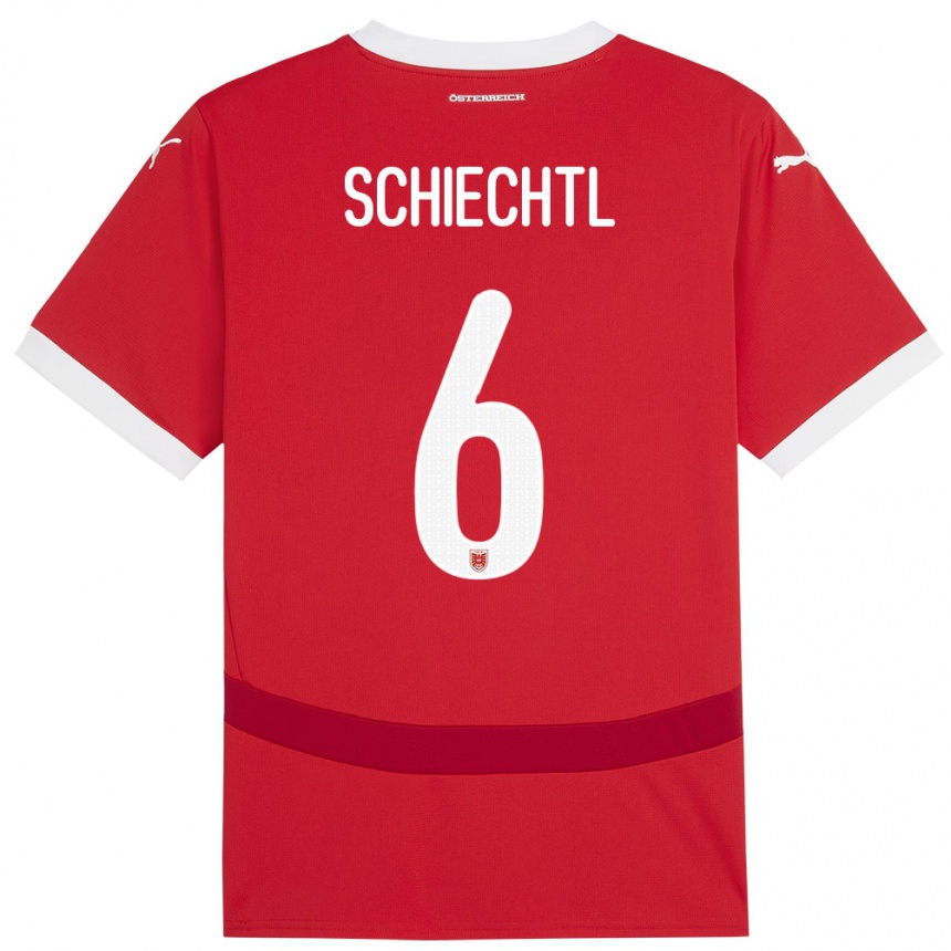 Niño Fútbol Camiseta Austria Katharina Schiechtl #6 Rojo 1ª Equipación 24-26