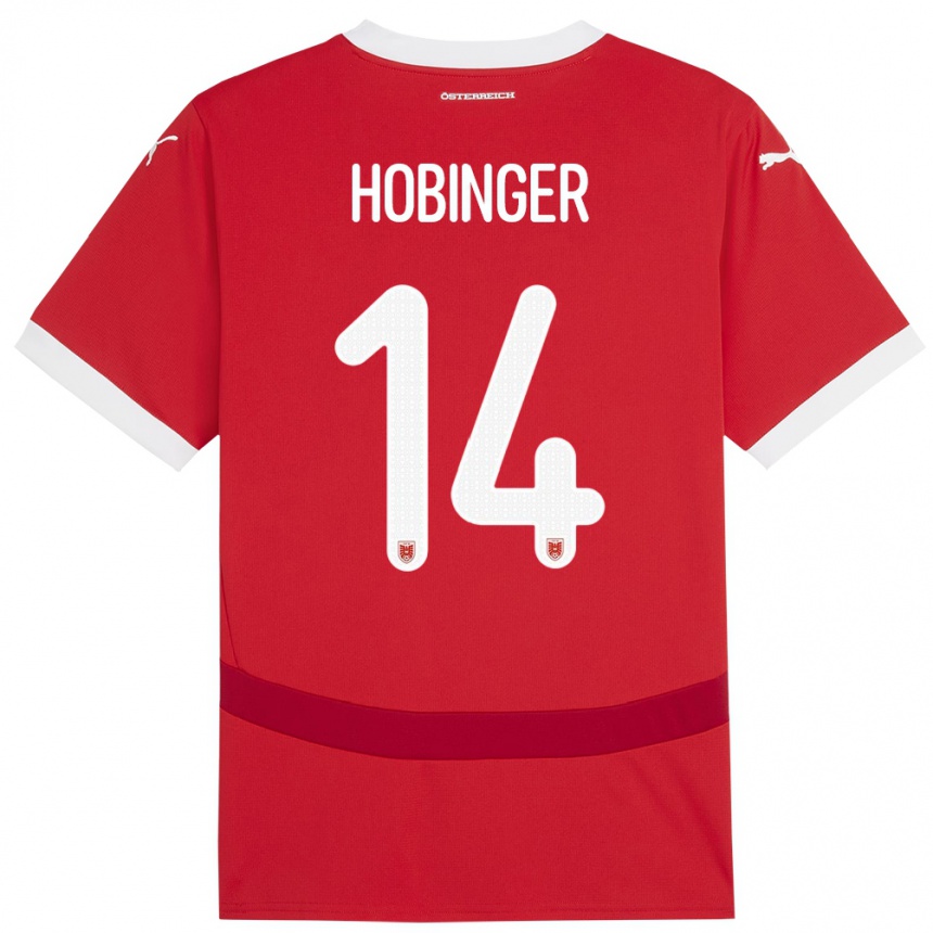 Niño Fútbol Camiseta Austria Marie Höbinger #14 Rojo 1ª Equipación 24-26