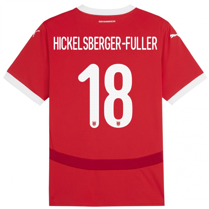 Niño Fútbol Camiseta Austria Julia Hickelsberger-Füller #18 Rojo 1ª Equipación 24-26