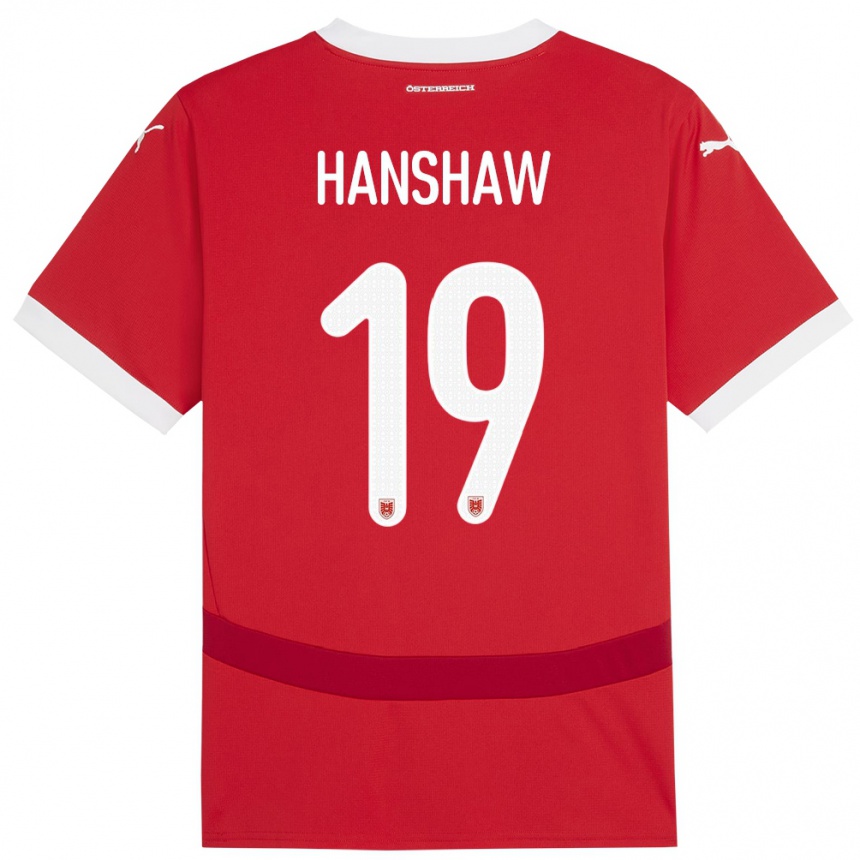 Niño Fútbol Camiseta Austria Verena Hanshaw #19 Rojo 1ª Equipación 24-26