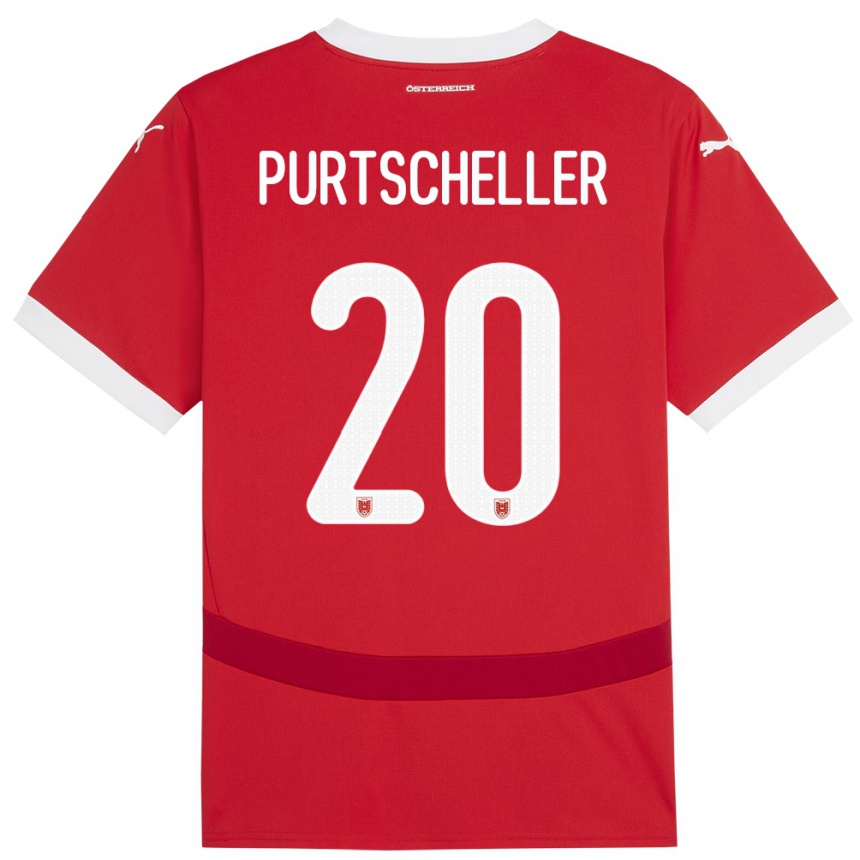 Niño Fútbol Camiseta Austria Lilli Purtscheller #20 Rojo 1ª Equipación 24-26