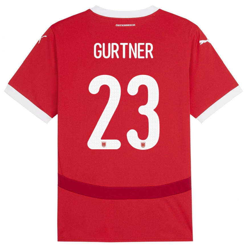 Niño Fútbol Camiseta Austria Andrea Gurtner #23 Rojo 1ª Equipación 24-26