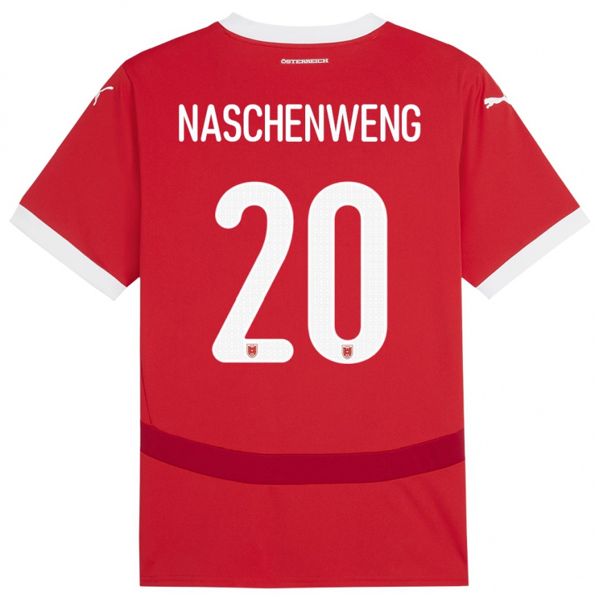 Niño Fútbol Camiseta Austria Katharina Naschenweng #20 Rojo 1ª Equipación 24-26