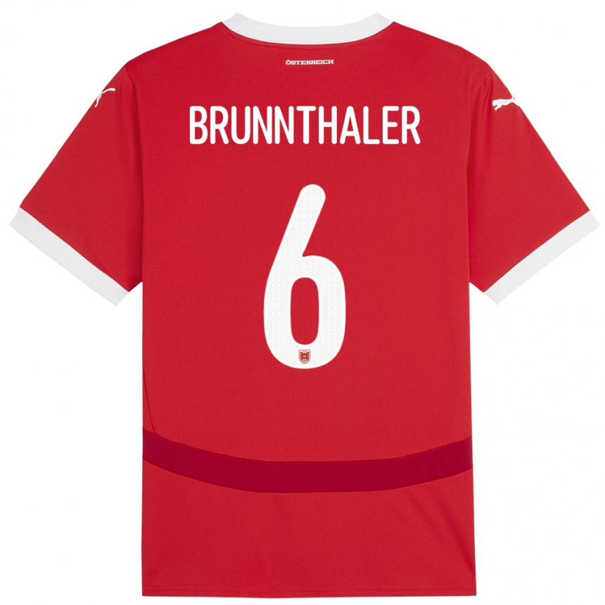 Niño Fútbol Camiseta Austria Melanie Brunnthaler #6 Rojo 1ª Equipación 24-26