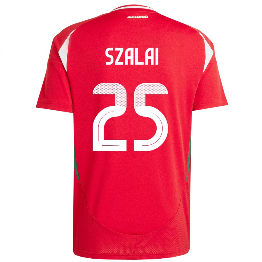 Niño Fútbol Camiseta Hungría Gábor Szalai #25 Rojo 1ª Equipación 24-26