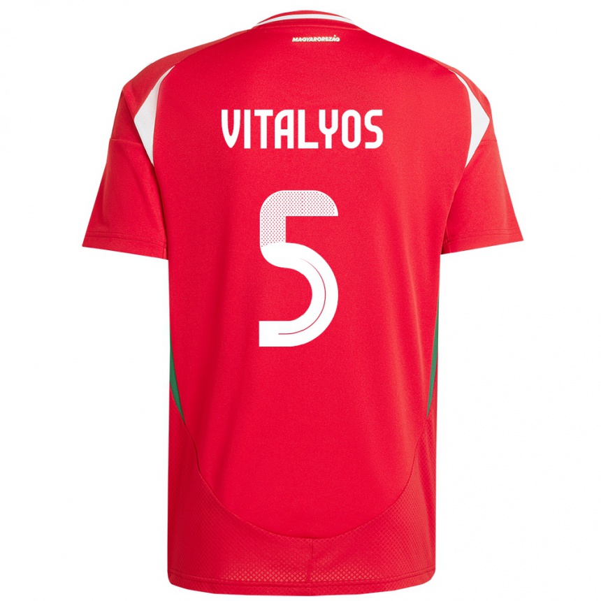 Niño Fútbol Camiseta Hungría Viktor Vitályos #5 Rojo 1ª Equipación 24-26