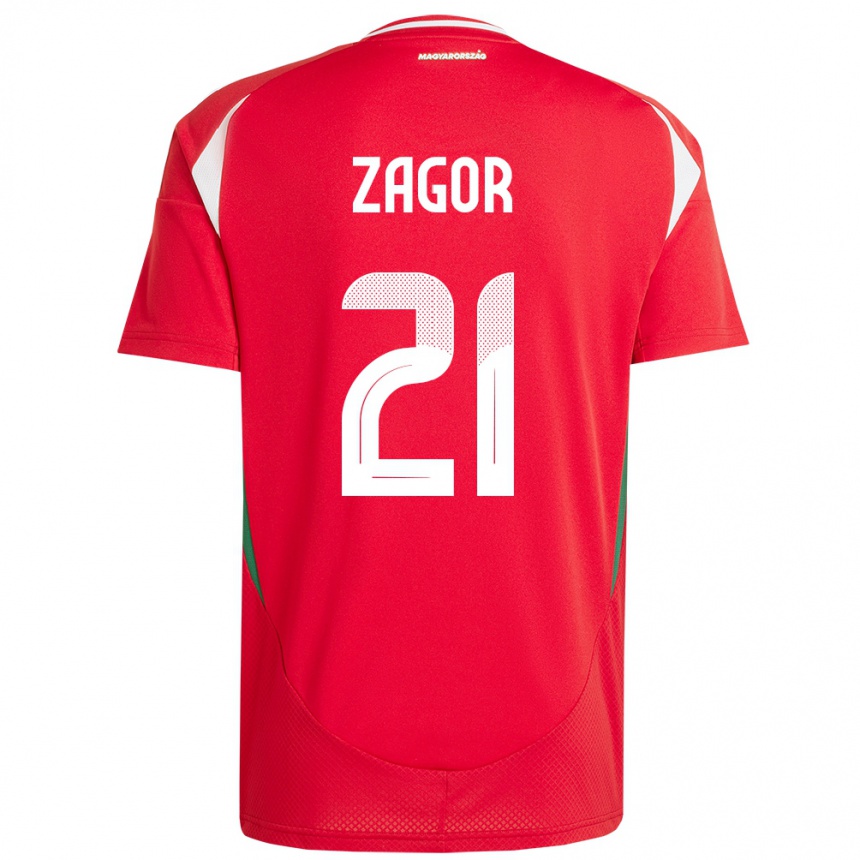 Niño Fútbol Camiseta Hungría Bernadett Zágor #21 Rojo 1ª Equipación 24-26