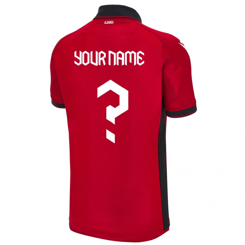 Niño Fútbol Camiseta Albania Su Nombre #0 Rojo 1ª Equipación 24-26