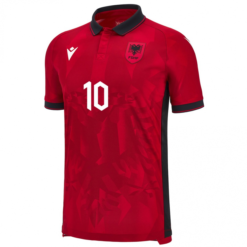 Niño Fútbol Camiseta Albania Qëndresa Krasniqi #10 Rojo 1ª Equipación 24-26