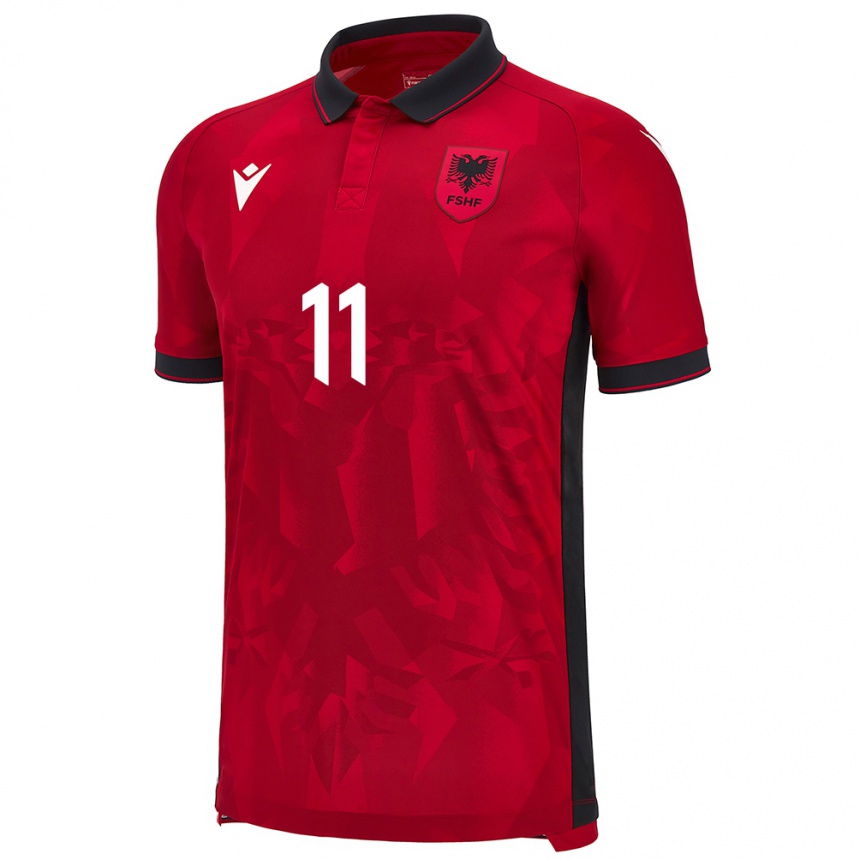 Niño Fútbol Camiseta Albania Stiven Shpendi #11 Rojo 1ª Equipación 24-26