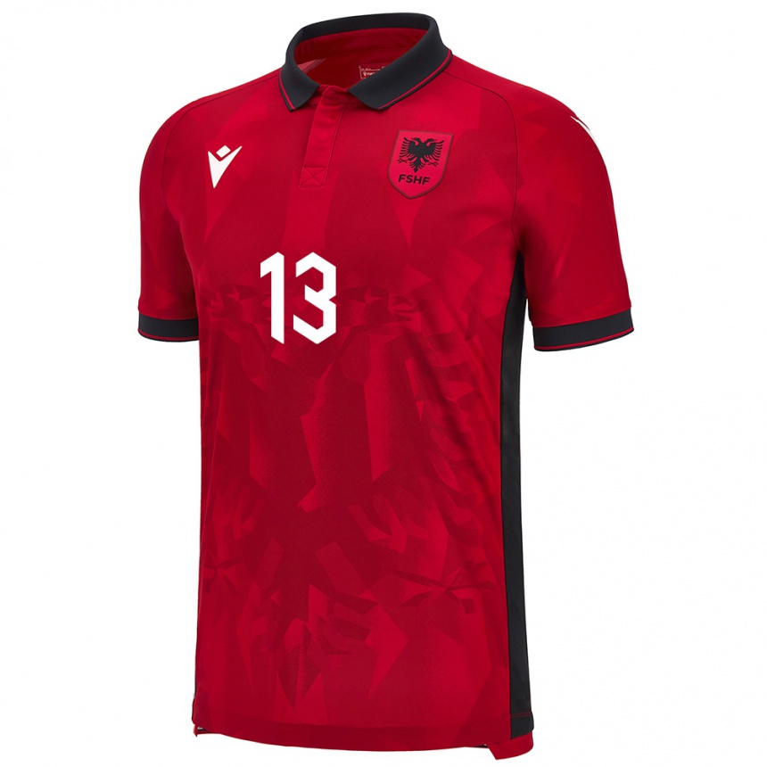 Niño Fútbol Camiseta Albania Paulo Buxhelaj #13 Rojo 1ª Equipación 24-26