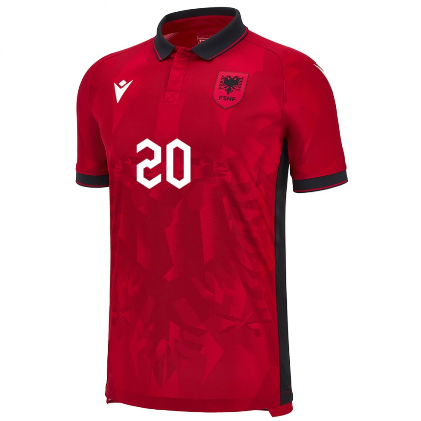 Niño Fútbol Camiseta Albania Rinaldo Nela #20 Rojo 1ª Equipación 24-26