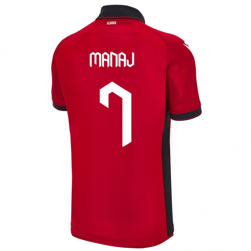 Niño Fútbol Camiseta Albania Rey Manaj #7 Rojo 1ª Equipación 24-26
