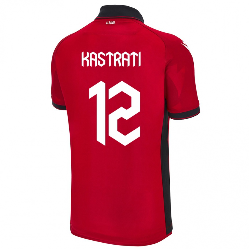 Niño Fútbol Camiseta Albania Elhan Kastrati #12 Rojo 1ª Equipación 24-26