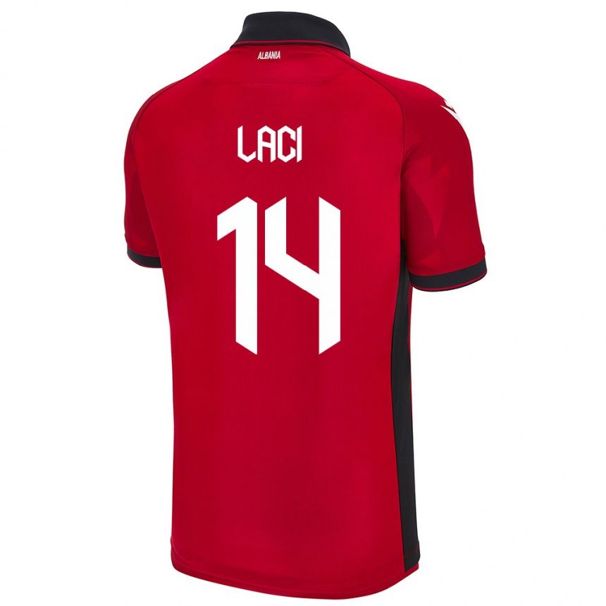 Niño Fútbol Camiseta Albania Qazim Laci #14 Rojo 1ª Equipación 24-26