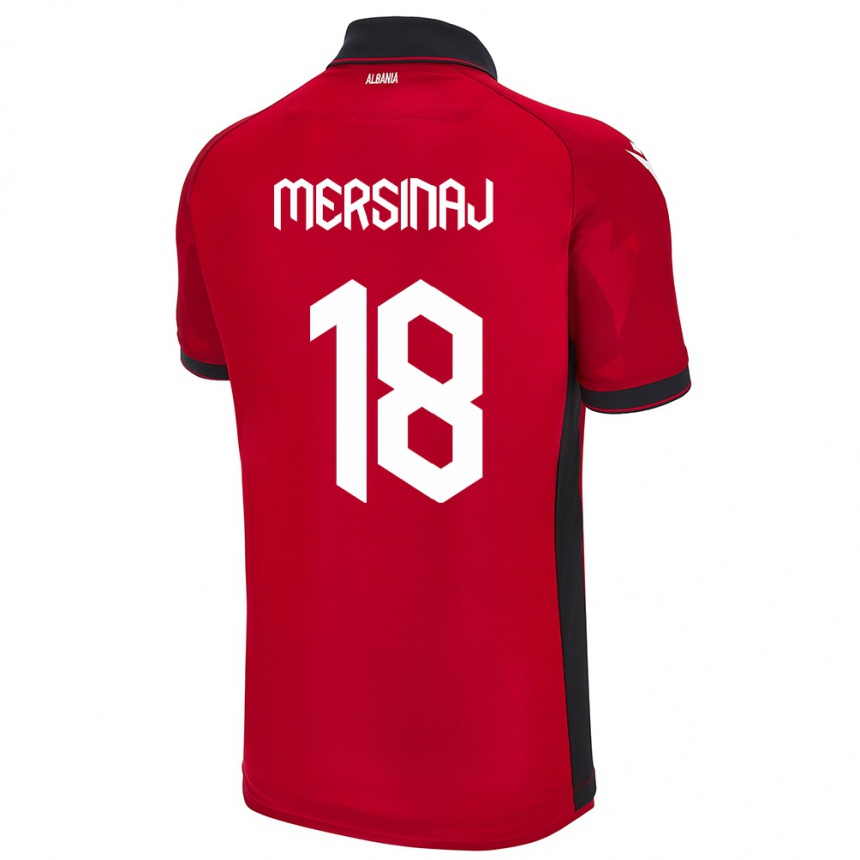 Niño Fútbol Camiseta Albania Jon Mersinaj #18 Rojo 1ª Equipación 24-26