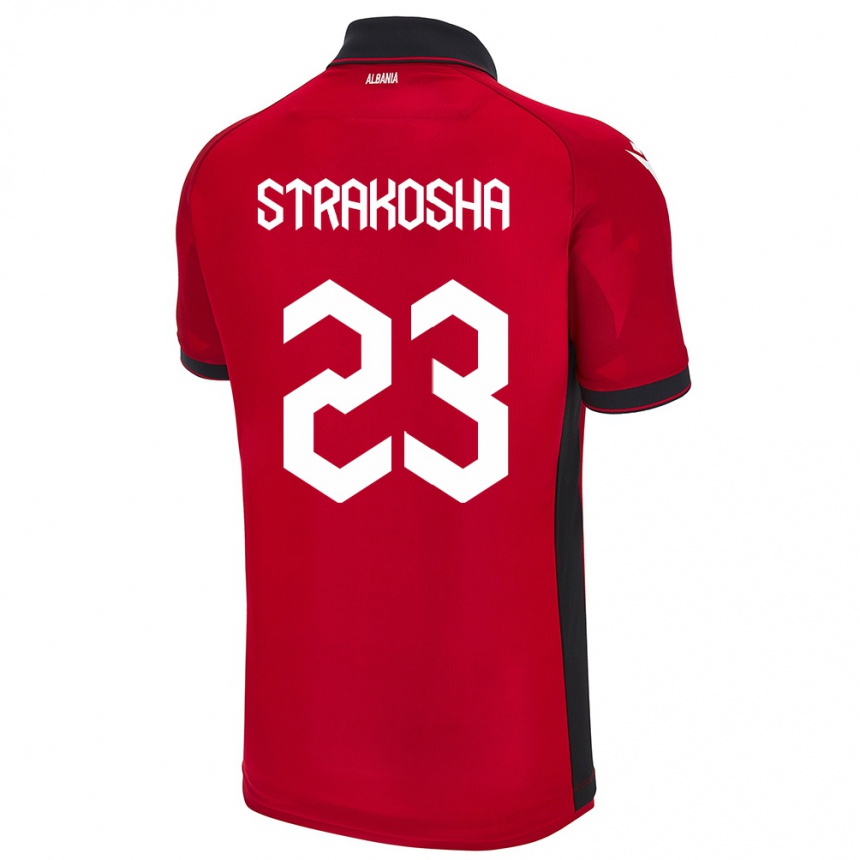 Niño Fútbol Camiseta Albania Thomas Strakosha #23 Rojo 1ª Equipación 24-26