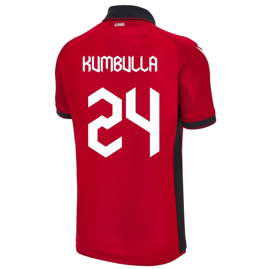 Niño Fútbol Camiseta Albania Marash Kumbulla #24 Rojo 1ª Equipación 24-26