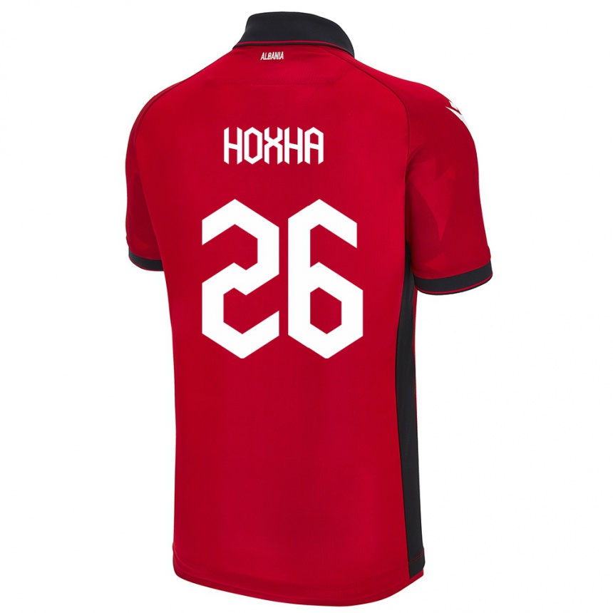 Niño Fútbol Camiseta Albania Arbër Hoxha #26 Rojo 1ª Equipación 24-26