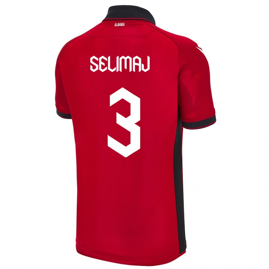 Niño Fútbol Camiseta Albania Ermis Selimaj #3 Rojo 1ª Equipación 24-26