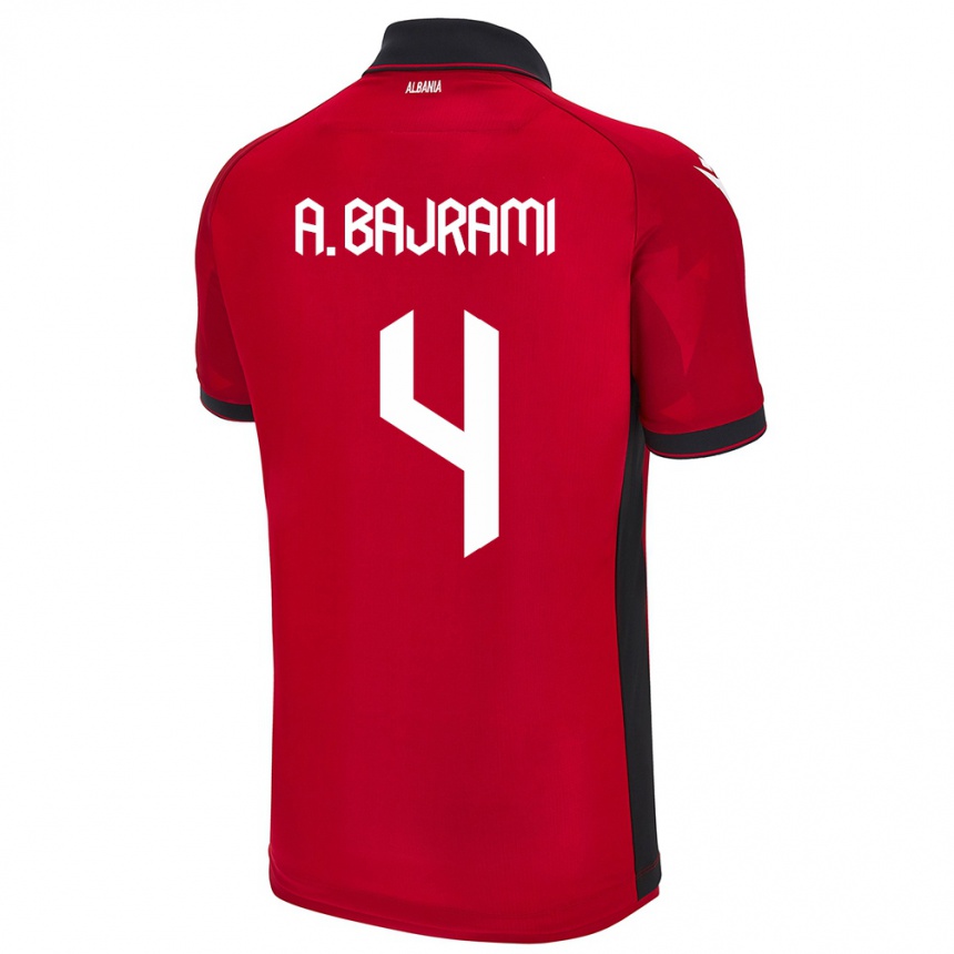 Niño Fútbol Camiseta Albania Adrian Bajrami #4 Rojo 1ª Equipación 24-26