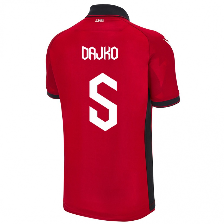 Niño Fútbol Camiseta Albania Ajdi Dajko #5 Rojo 1ª Equipación 24-26