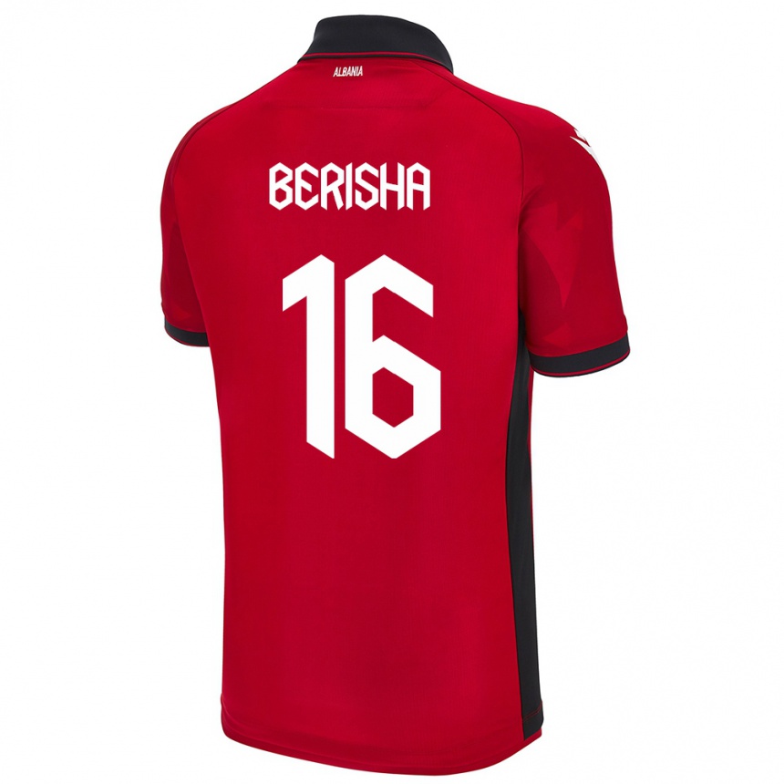 Niño Fútbol Camiseta Albania Medon Berisha #16 Rojo 1ª Equipación 24-26