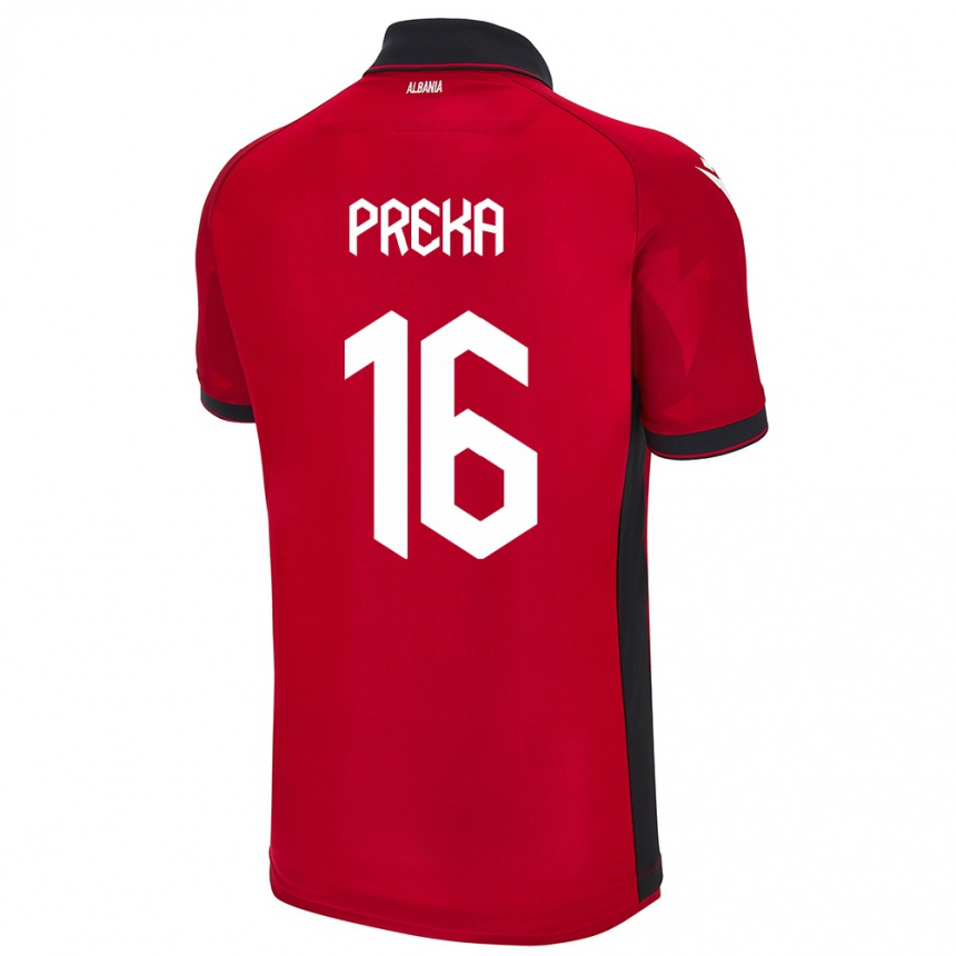 Niño Fútbol Camiseta Albania Marcelino Preka #16 Rojo 1ª Equipación 24-26